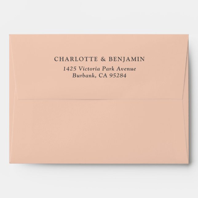 Peach Modern Custom Wedding 5.25x7.25 Envelope (Back (Top Flap))