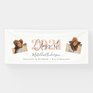 Peach modern multi photo pastel modern graduation banner