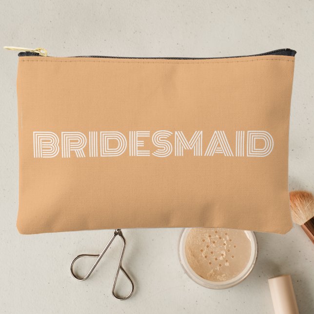 Peach Modern Typography Bridesmaid Accessory Pouch (In Situ Makeup)