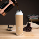 Peach Modern Typography Personalized Water Bottle<br><div class="desc">Trendy,  vacuum insulated water bottle that features personalized name in white,  modern typography on a peach colour background. Personalize bottle by editing name and replacing name with your own as desired. Perfect for a birthday gift,  wedding groomsman gift,  etc. Select your water bottle style. Select your water bottle style.</div>