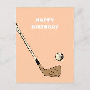 Peach Modern Vintage Golf  Postcard