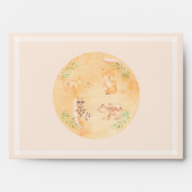 Peach Mom and Baby Animals Envelopes (Front)
