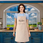 Peach monogram name business  apron<br><div class="desc">A stylish peach coloured background. Personalize and add your first name,  monogram initials and full name.  Use your back space key to delete if you want the apron without your full name.</div>