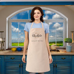 Peach monogram name business apron<br><div class="desc">A stylish peach coloured background. Personalize and add your first name, monogram initials and full name. Use your back space key to delete if you want the apron without your full name.</div>