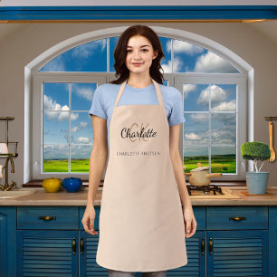 Peach monogram name business  apron