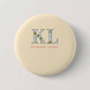 peach monogram name letter vintage bold pastel ret 2 inch round button