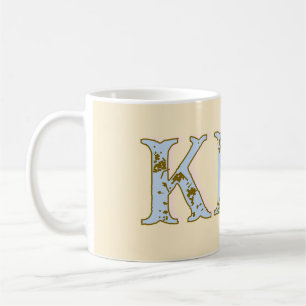 peach monogram name letter vintage bold pastel ret coffee mug