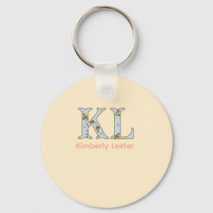 peach monogram name letter vintage bold pastel ret keychain