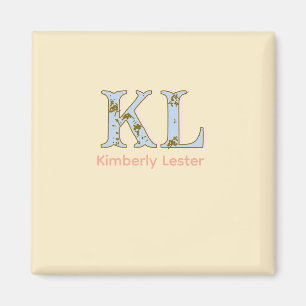 peach monogram name letter vintage bold pastel ret magnet