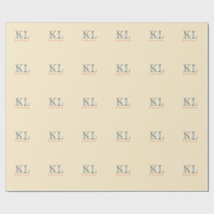 peach monogram name letter vintage bold pastel ret wrapping paper