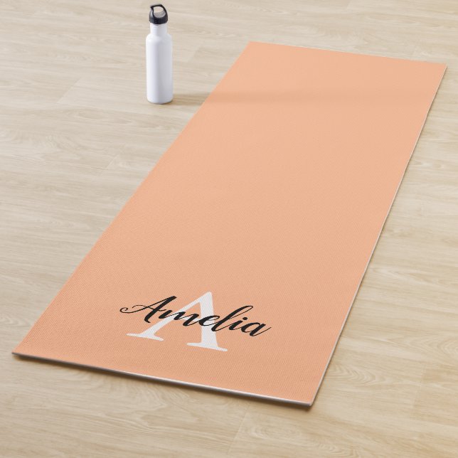 Peach Monogram Script Yoga Mat (In Situ)