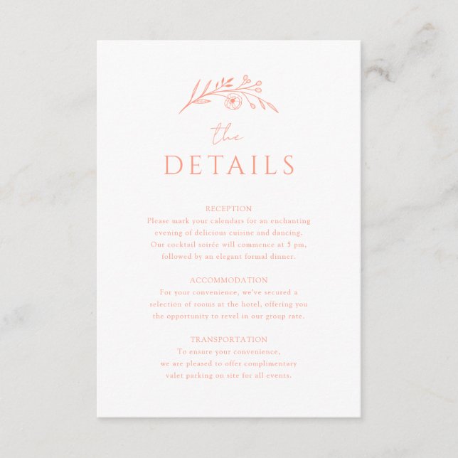 Peach Monogram Wedding  Enclosure Card (Front)