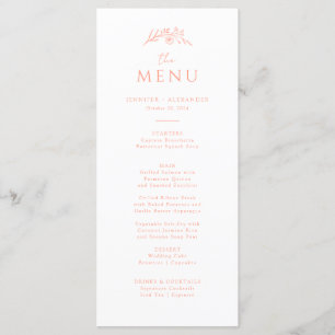 Peach Monogram Wedding Menu