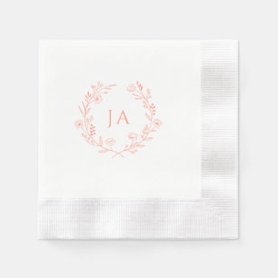 Peach Monogram Wedding Napkin