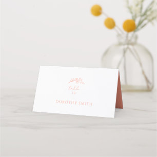 Peach Monogram Wedding  Place Card