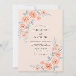 Peach Muted Summer Wedding Invitation