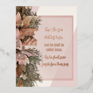 Peach Nativity Christmas Foil Post Card