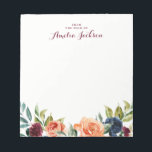 Peach Navy Floral Personalized Notepad Stationery<br><div class="desc">More pretty Notepads in the Little Bayleigh Store!</div>