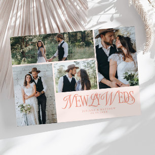 Peach Newlyweds Multi Photo Wedding Announcement