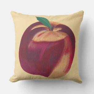Peach of a Pillow, Whole Ripe Red Yellow Painting Throw Pillow