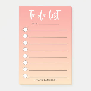 Peach Ombre Brush Lettered To Do List Post-it Notes