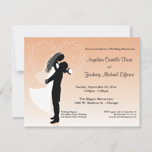 Peach Ombre Silhouette Formal Shower Invitation