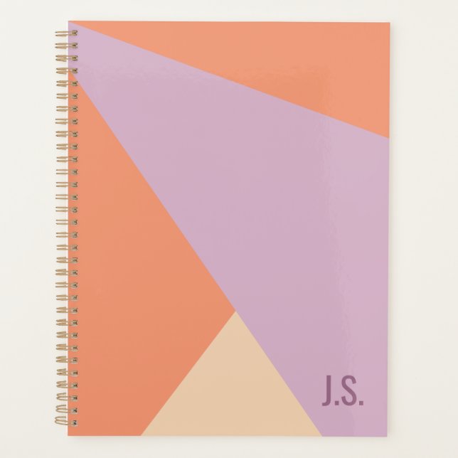 Peach Orange And Lavender Geometric Colour Blocks Planner (Front)