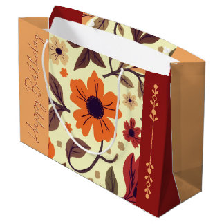 Peach Orange And Rusty Brown Large Gift Bag