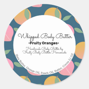 Peach Orange Body Butter Bath Branding Packaging Classic Round Sticker