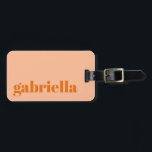 Peach Orange Bold Typography Personalized Name  Luggage Tag<br><div class="desc">Bold Modern Typography Personalized Name Luggage Tag in Peach</div>
