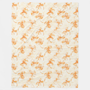 Peach Orange Bows Fleece Blanket