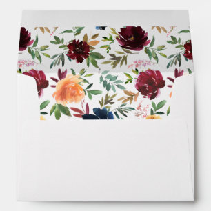Peach Orange, Burgundy, & Navy Floral Envelope