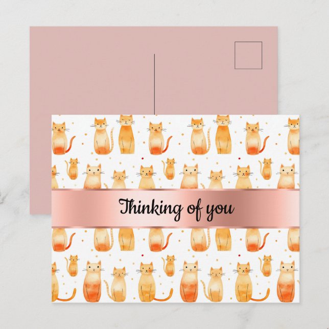 Peach Orange Cats Thinking of You Postcard (Front/Back)