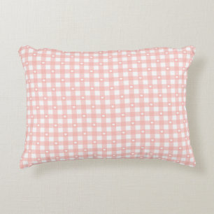 Peach Orange Checks Accent Pillow