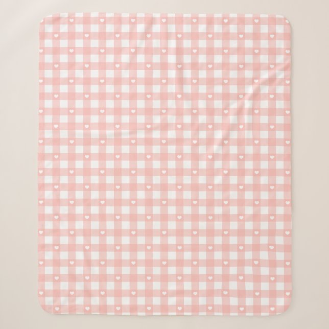 Peach Orange Checks Sherpa Blanket (Front)