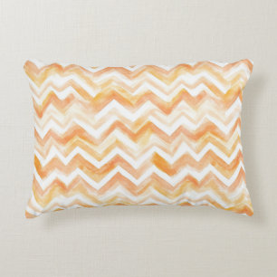 Peach Orange Chevron Stripes Accent Pillow