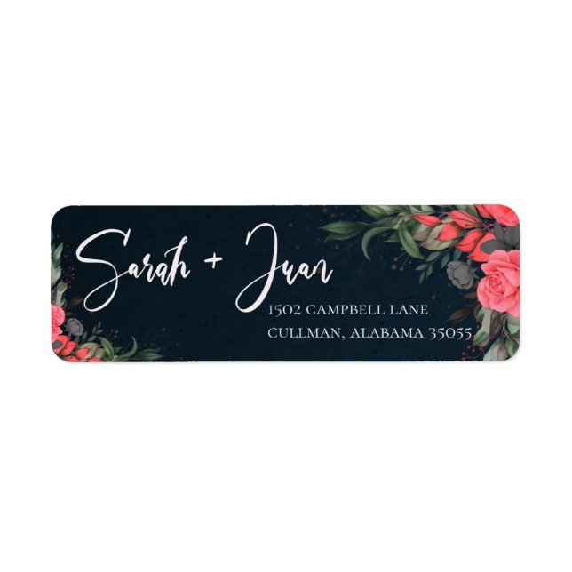  Peach Orange Floral Leaves Bride Groom Wedding  (Front)
