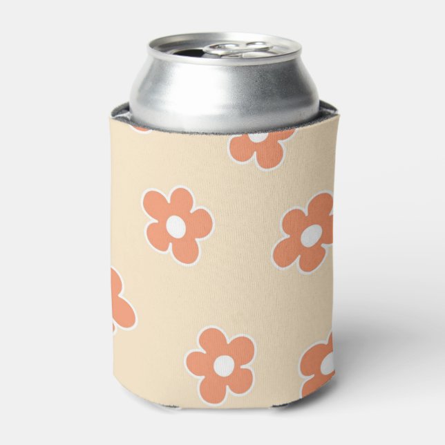 Peach Orange Floral Retro Floral Sleeve for Spring Can Cooler (Can Front)