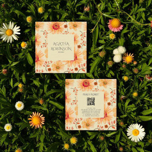 Peach Orange Flower Florist Square Business Card
