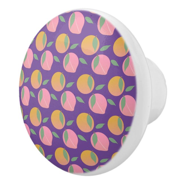 Peach Orange Fruit Pattern Pink Ceramic Knob (Right)