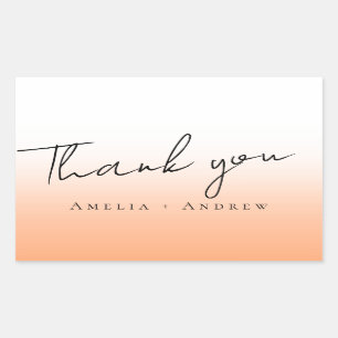 Peach Orange Fuzz Elegant Modern Thank You Wedding Sticker
