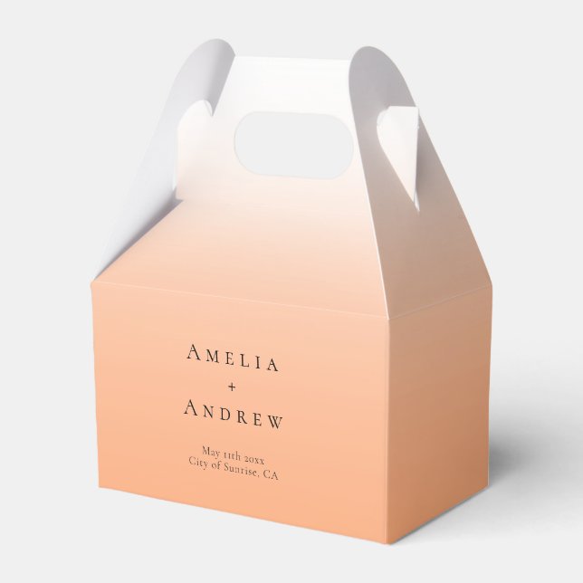 Peach Orange Fuzz Elegant Modern Wedding Favor Box (Front Side)