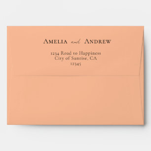 Peach Orange Fuzz Wedding Elegant Minimalistic Envelope