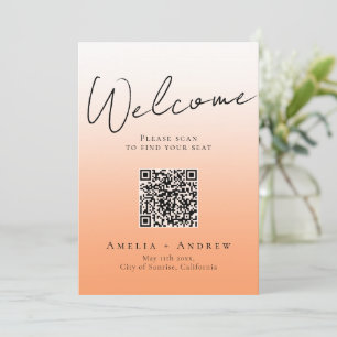 Peach Orange Fuzz Wedding QR Code Seating Chart