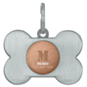 Peach orange geometry mesh pattern custom Monogram Pet ID Tag