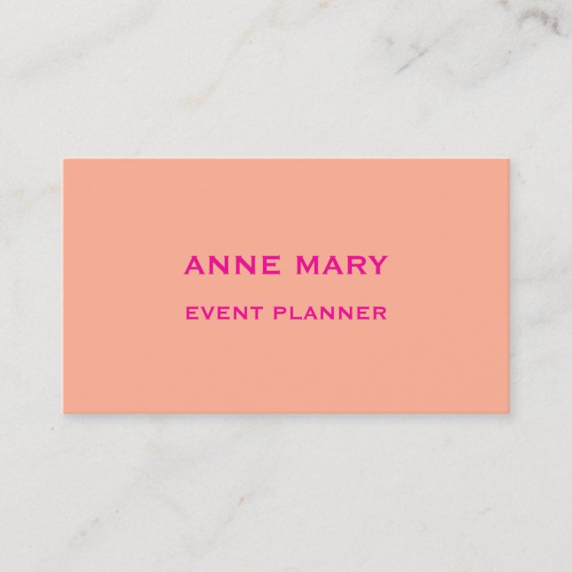 Peach Orange Hot Pink Retro Modern Professional Business Card (Front)