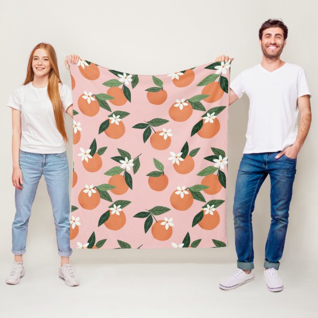 Peach Orange Juice Pattern Fleece Blanket (In Situ)