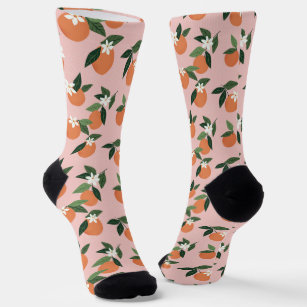 Peach Orange Juice Pattern Socks