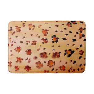 Peach Orange Leopard Animal Print Watercolor Bath Mat