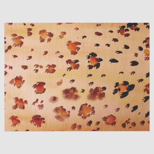 Peach Orange Leopard Print Watercolor Tissue Paper (Front)